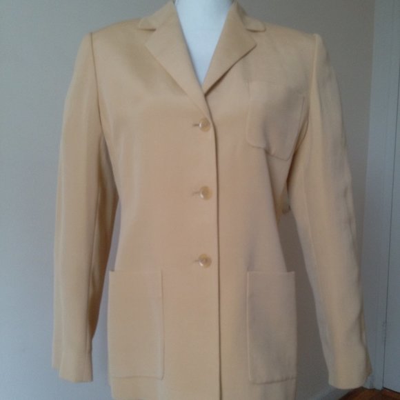 ELLEN TRACY Blazer Single Breasted Jacket Light Yellow Size Petite 12 - Picture 1 of 10